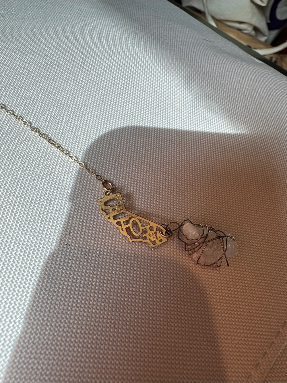 California State Outline Necklace with Clear Crystal Pendant - Women Jewelry